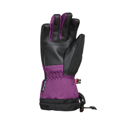 Gants d'hiver The Original - Kombi violet et noir, style technique avec paume en matière antidérapante, vue de face portée sur une main.