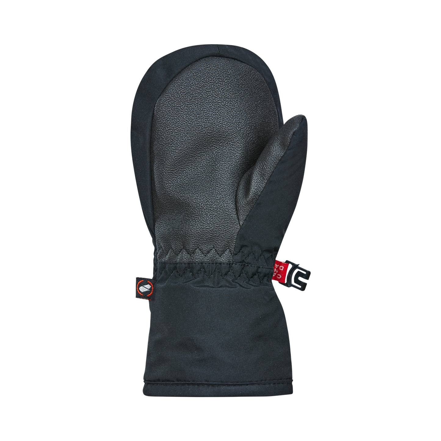 Mitaines d'hiver Adorable - Kombi noires en tissu et cuir synthétique, vue de dessus montrant la paume, taille enfant, style fonctionnel.