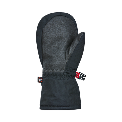 Mitaines d'hiver Adorable - Kombi noires en tissu et cuir synthétique, vue de dessus montrant la paume, taille enfant, style fonctionnel.