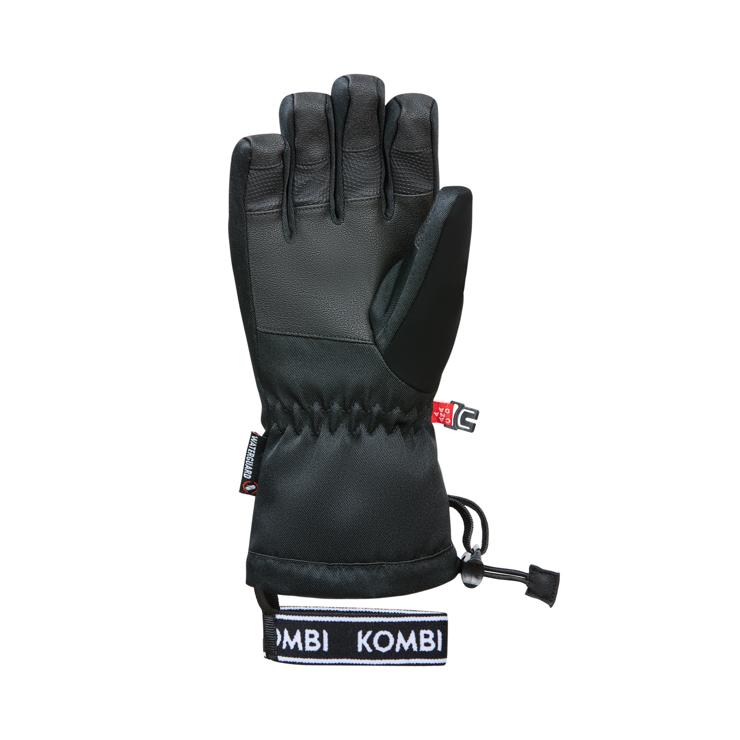 Gants d'hiver Valley Jr - Kombi noirs en matériau isolant avec renforts au niveau des doigts et poignet ajustable, vue de dos.