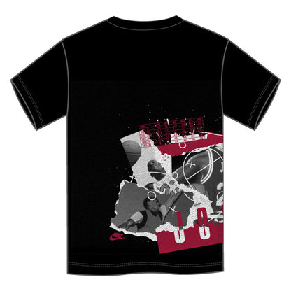 T-Shirt - Jordan noir avec motif basket rouge, blanc et gris, style graphique, vue de dos.