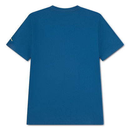 T-Shirt - Jordan bleu uni en coton, coupe droite, vue de dos, pour enfant ou adulte