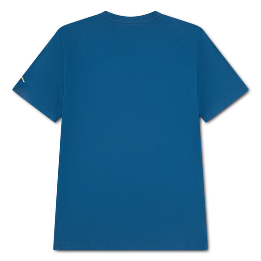 T-Shirt - Jordan bleu uni en coton, coupe droite, vue de dos, pour enfant ou adulte
