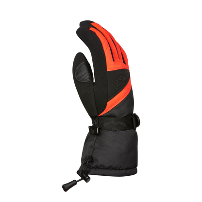 Gants d'hiver Stomp III Junior - Gordini, moufle de ski noire et orange, vue de côté, pour enfant en hiver