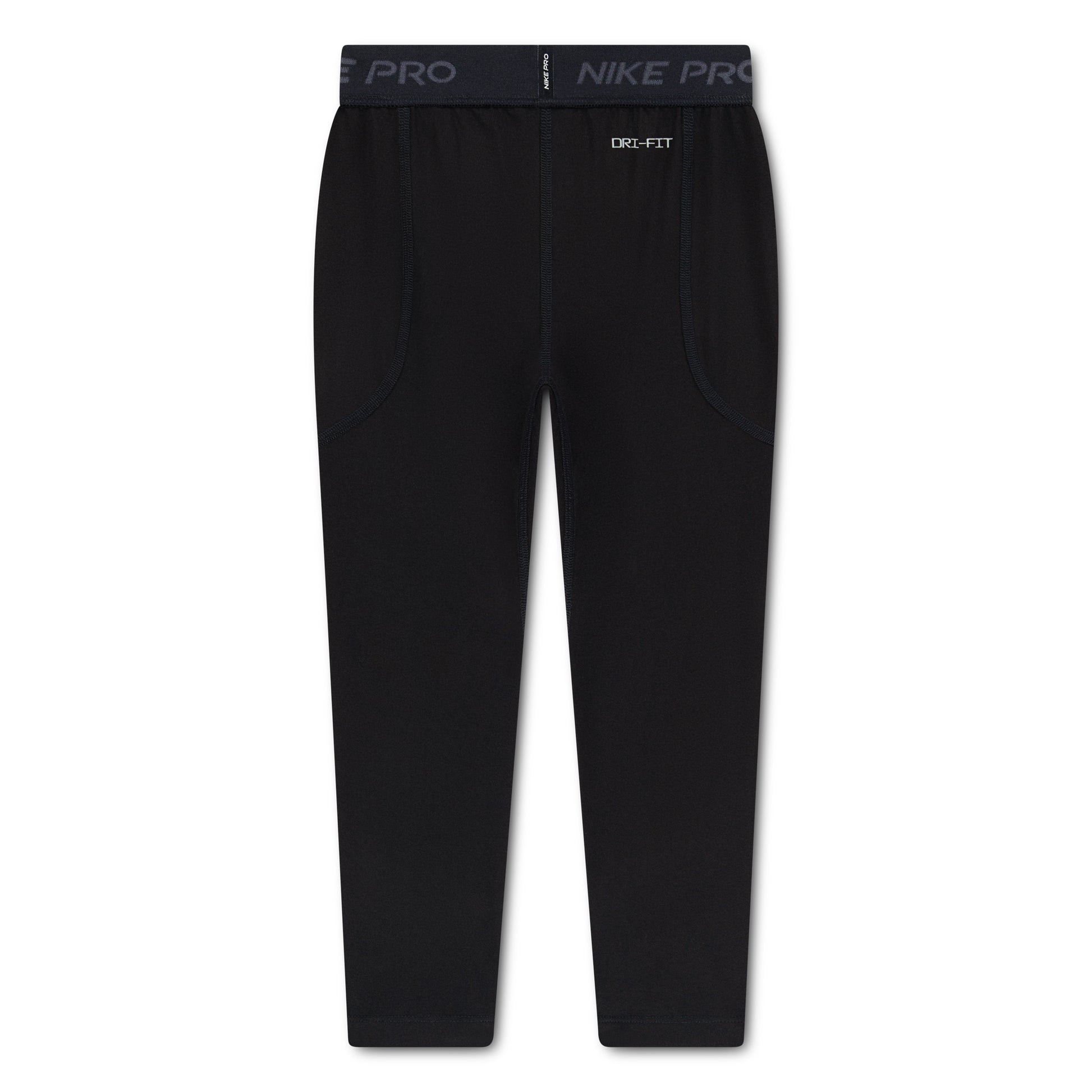Legging Nike Pro DRI-FIT Tights - Nike noir présenté de face à plat avec ceinture élastique et marquage DRI-FIT