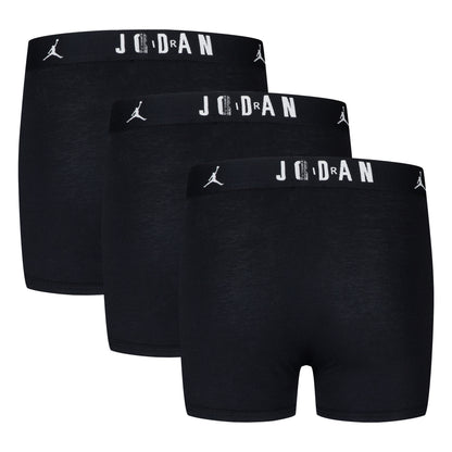 3 Paires de boxers - Jordan noirs, coupe près du corps avec ceinture siglée, présentés de face