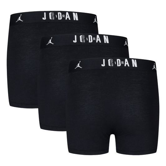 3 Paires de boxers - Jordan noirs, coupe près du corps avec ceinture siglée, présentés de face