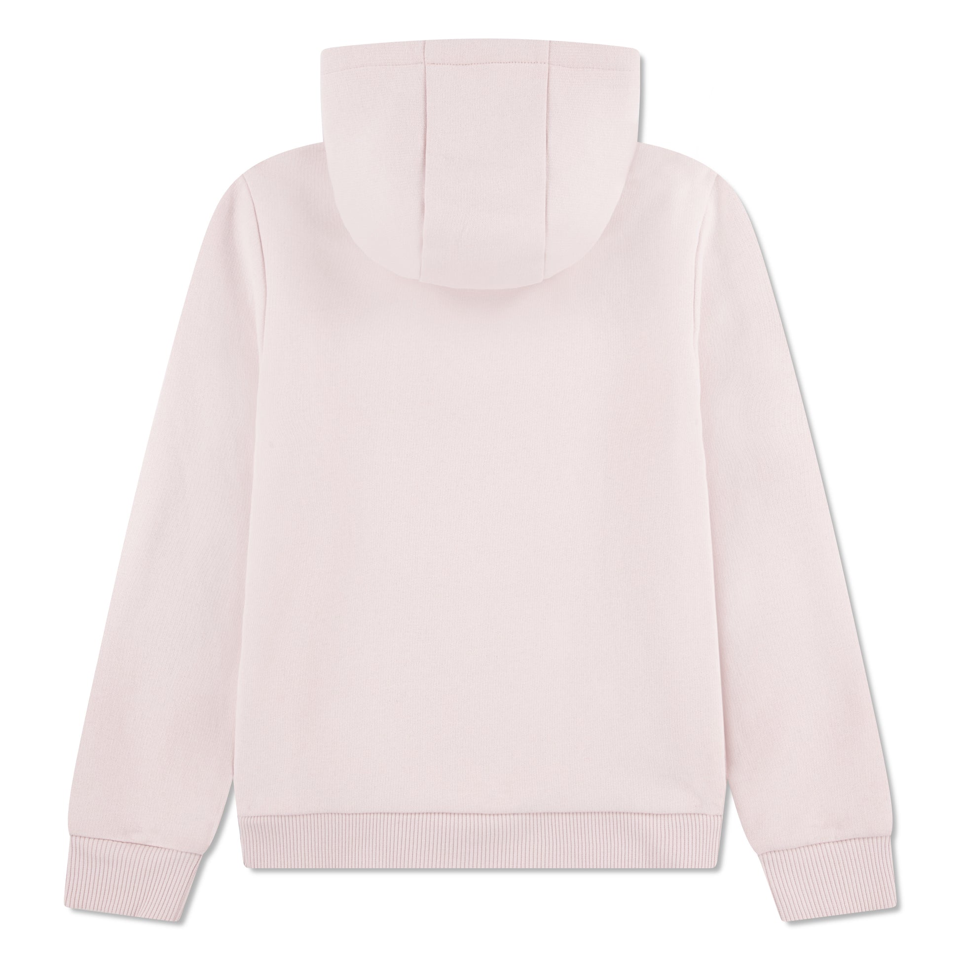 Hoodie - Lacoste rose pâle uni en coton, style classique à capuche, vue de dos, pour enfant.