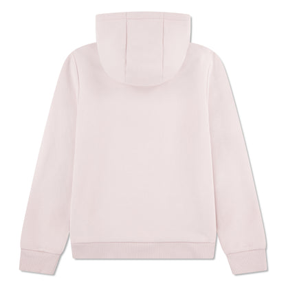 Hoodie - Lacoste rose pâle uni en coton, style classique à capuche, vue de dos, pour enfant.