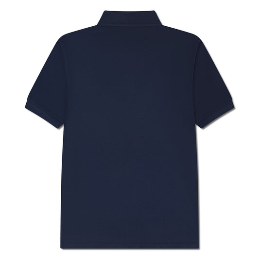 Polo - Lacoste bleu marine en coton, manches courtes, vue de dos, coupe classique pour enfant garçon