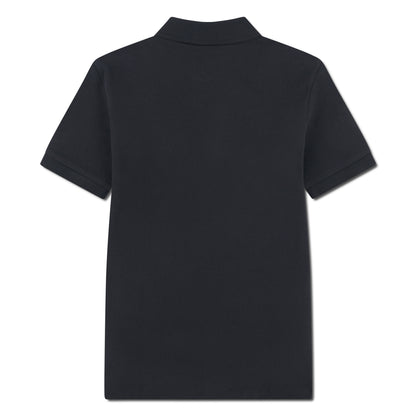 Polo - Lacoste bleu marine en coton, manches courtes, pour enfant, vue de dos simple et épurée.