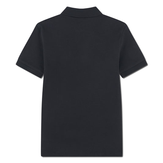 Polo - Lacoste bleu marine en coton, manches courtes, pour enfant, vue de dos simple et épurée.