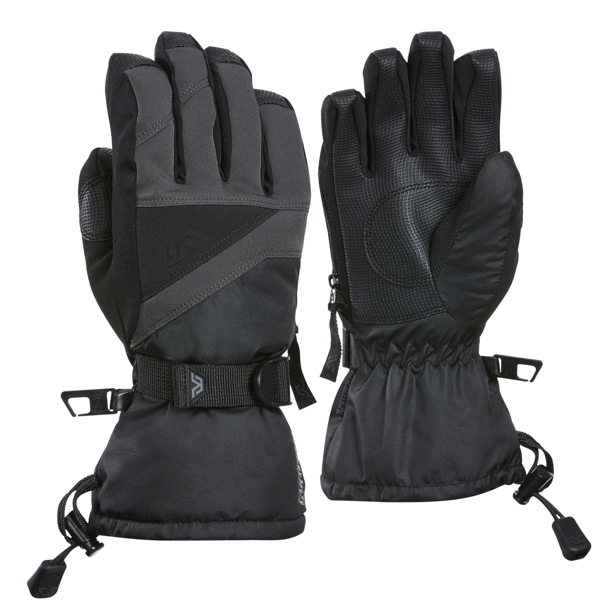 Gants d'hiver Stomp III Junior - Gordini noirs pour enfant avec vue de dos et vue de paume poignets ajustables