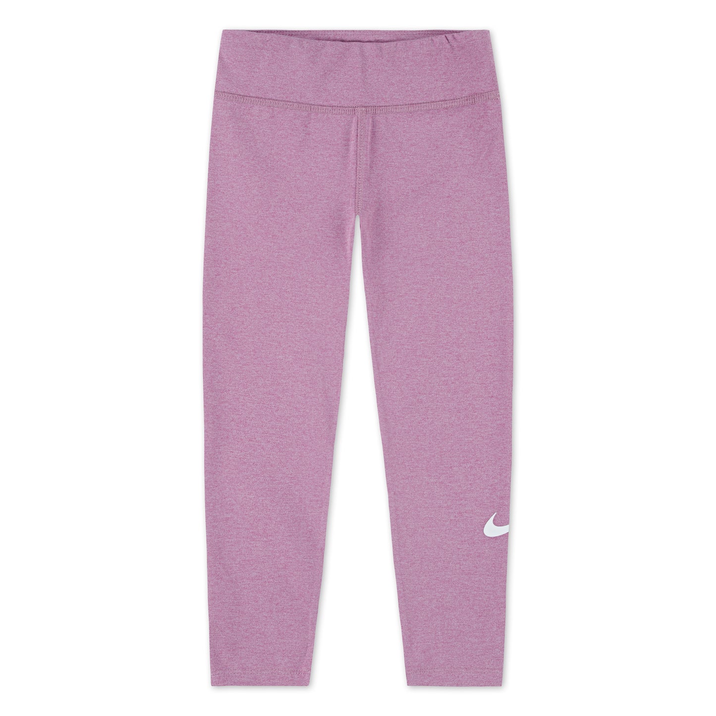 Legging - Nike rose chiné à taille haute, logo blanc sur la jambe, coupe ajustée, vue de face