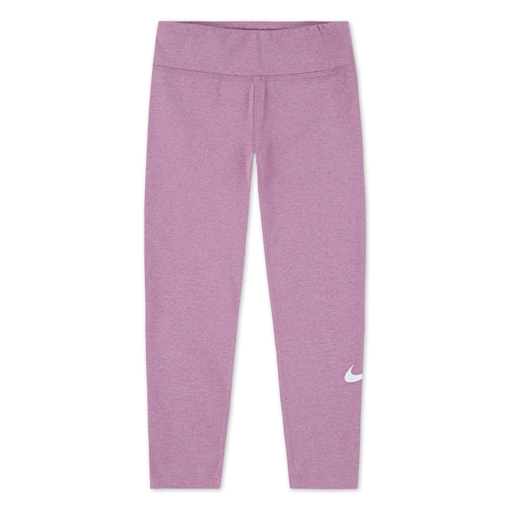 Legging - Nike rose chiné à taille haute, logo blanc sur la jambe, coupe ajustée, vue de face