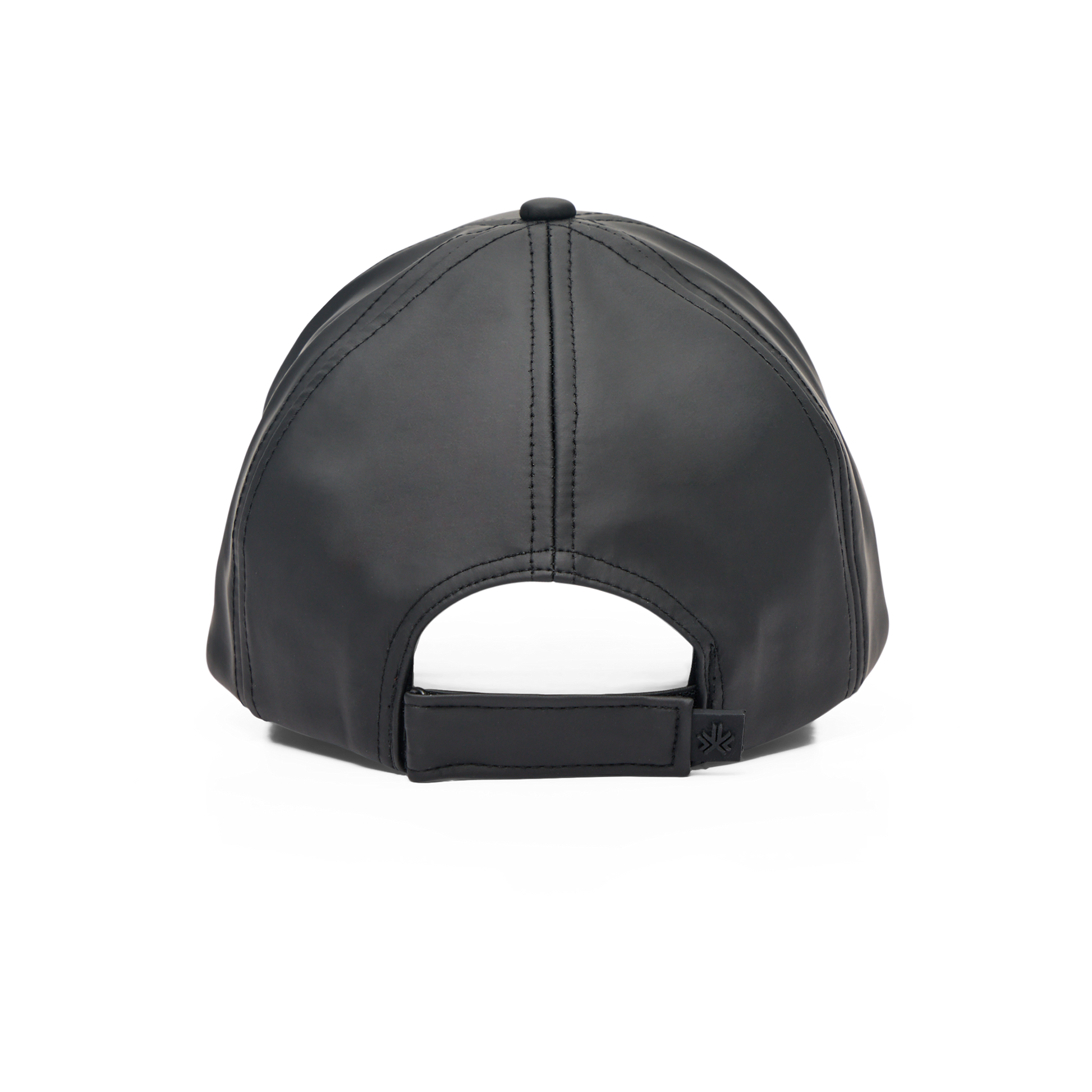 Casquette - Kombi imperméable noire vue de dos avec réglage velcro, finition coutures apparentes, dimensions carrées 2000x2000