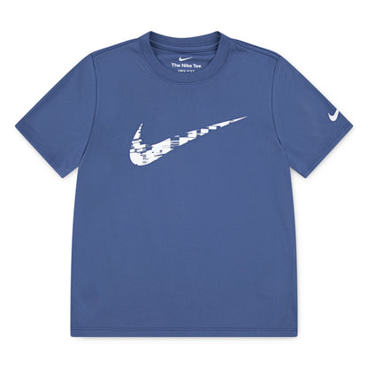 T-Shirt - Nike bleu marine en polyester 100%, logo blanc sur le devant, manches courtes, vue de face.