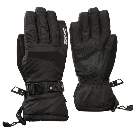 Gants d'hiver Tip Top - Gordini noirs en matériau isolant avec paumes renforcées, serrage au poignet, vue de face des deux gants.