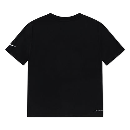 T-Shirt - Nike noir en polyester 100% avec logo blanc sur manche, coupe droite, vue de dos adulte adulte