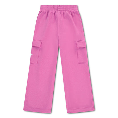 Pantalon Cargo - Nike rose à jambes larges, taille élastique et poches latérales, vue de face