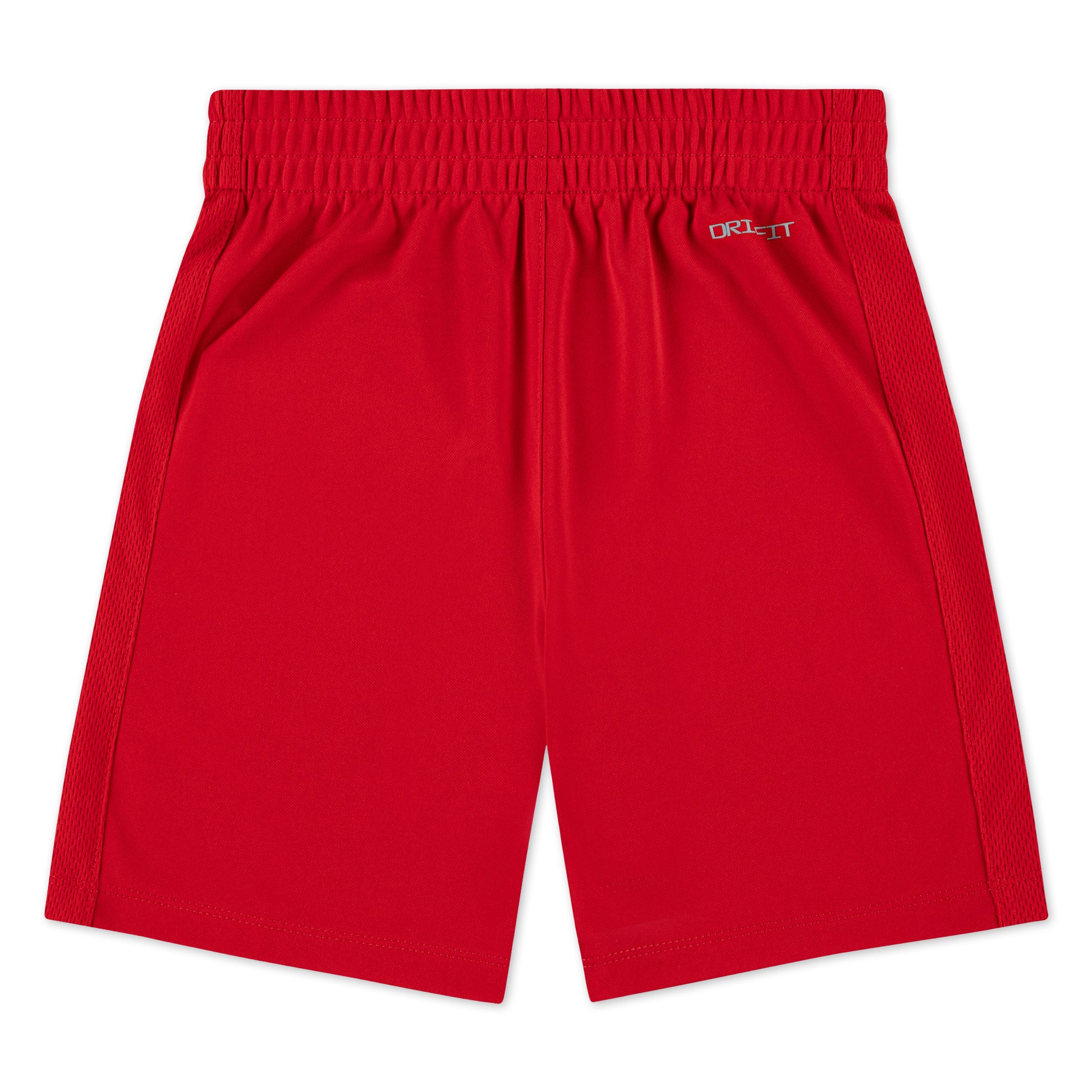 Short - Nike rouge en polyester 100% avec taille élastique, style sportif pour enfant, vue de dos.