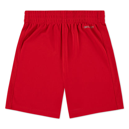 Short - Nike rouge en polyester 100% avec taille élastique, style sportif pour enfant, vue de dos.