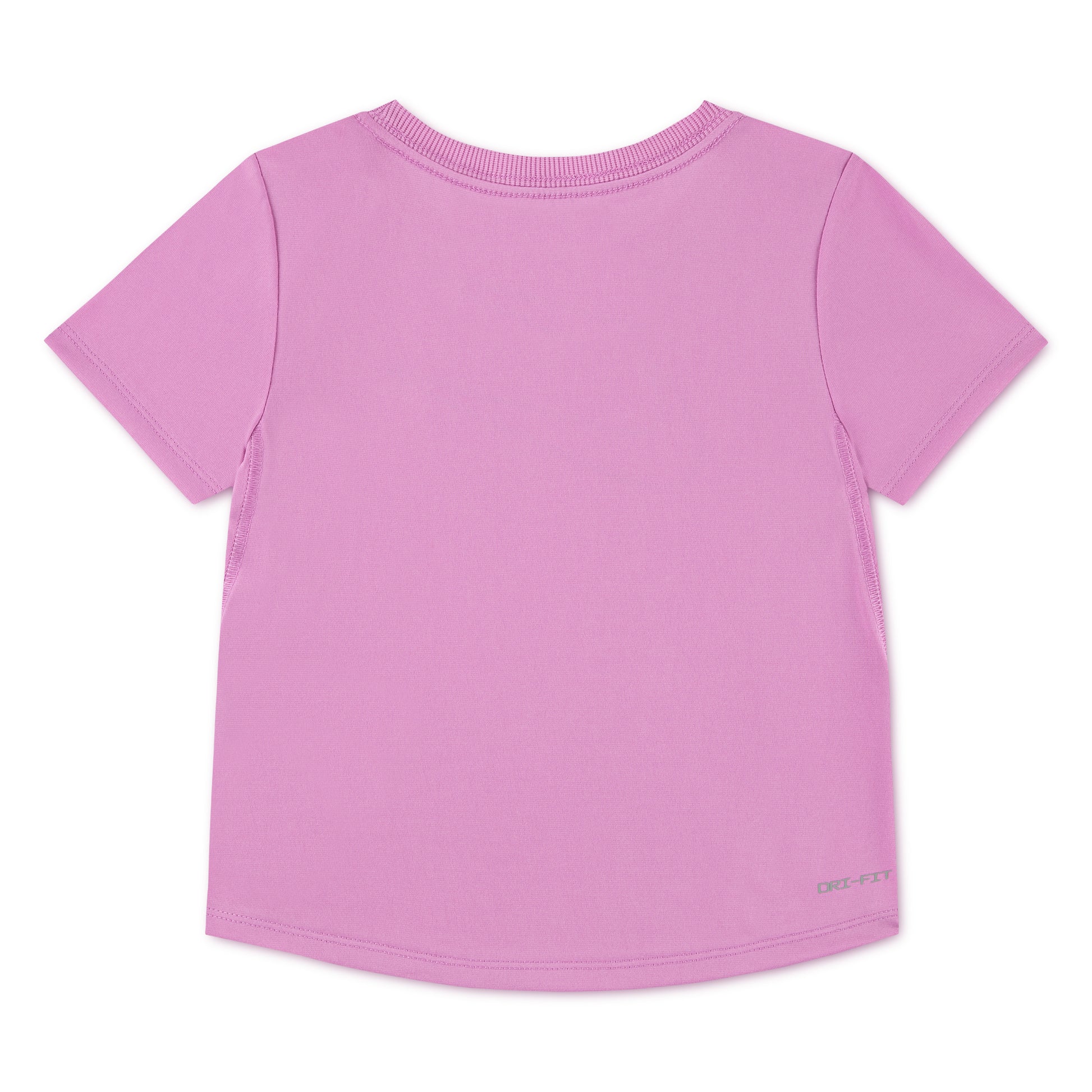 T-Shirt - Nike rose en polyester pour fillette, coupe classique, vue de dos détaillée, tissu Dri-FIT visible