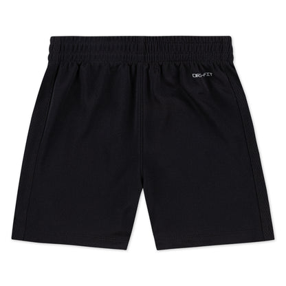 Short - Nike noir en polyester avec taille élastique, détail Dri-FIT, coupe droite, vue de dos.