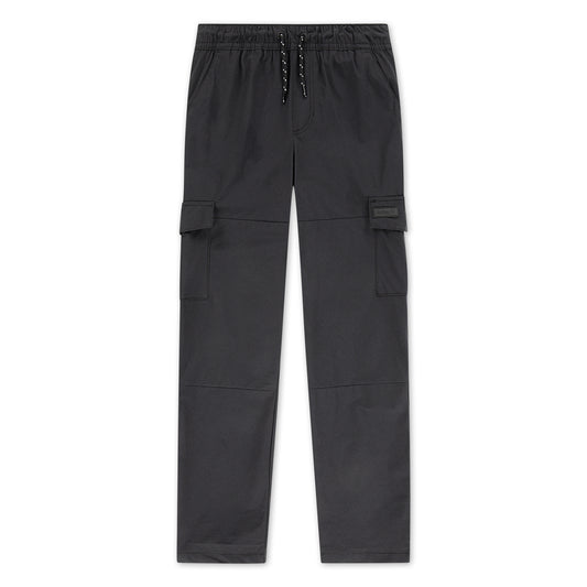 Pantalon Cargo - Hurley noir à coupe droite avec poches cargo latérales et cordon de serrage à la taille vue de face