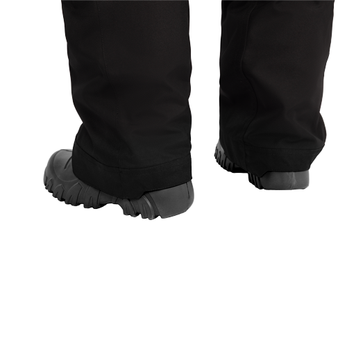Habit de neige 1 pièce - FXR noir, détail des jambes et bottes isolées, vue de dos pour enfant