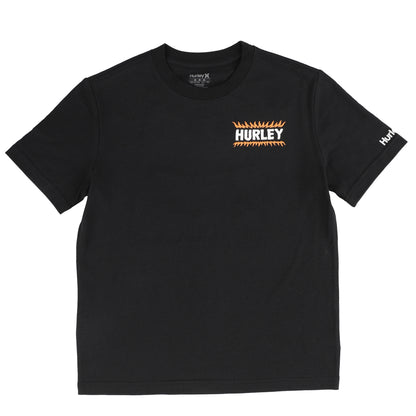 T-Shirt - Hurley noir en coton avec logo orange et blanc sur la poitrine, coupe droite, vue de face.