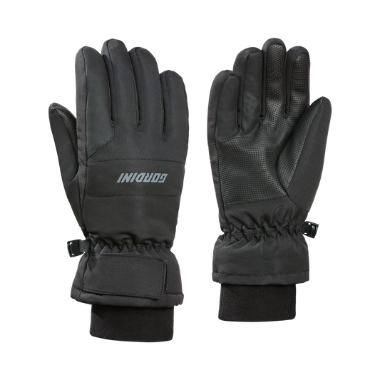 Gants d'hiver Reserve - Gordini noirs avec paume texturée et poignets ajustés vue de face et de dos