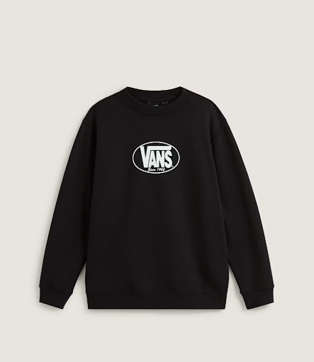 Chandail - Vans noir en coton polyester avec logo blanc centré, manches longues pour garçon, vue de face