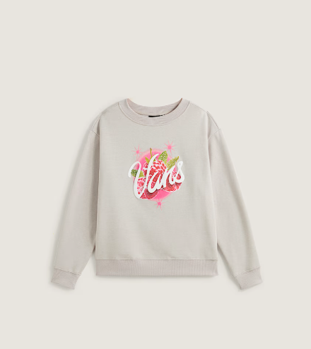 Chandail - Vans beige clair avec logo coloré rose et vert imprimé devant, coton polyester elasthane, garçon, vue de face.