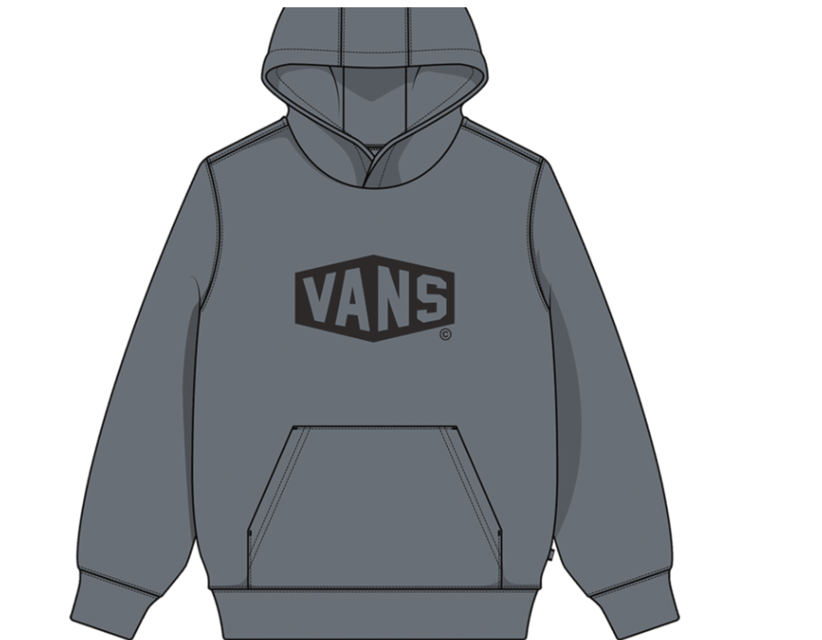 Hoodie - Vans gris foncé avec logo noir, poche kangourou, manches longues, pour garçon, vue de face