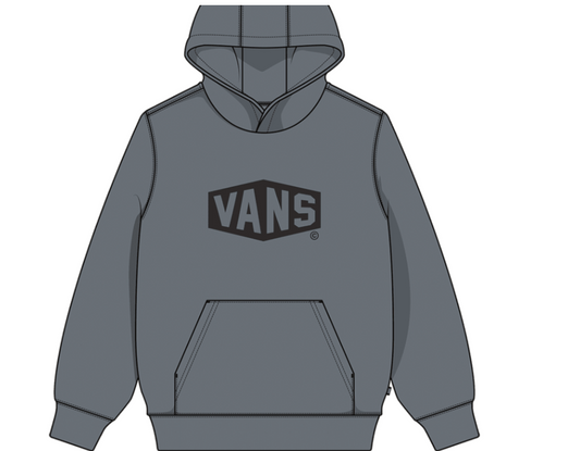 Hoodie - Vans gris foncé avec logo noir, poche kangourou, manches longues, pour garçon, vue de face
