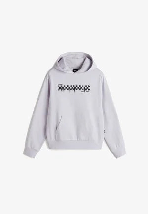 Hoodie - Vans blanc avec motif damier noir, tissu coton, style classique, pour fille, vue de face.