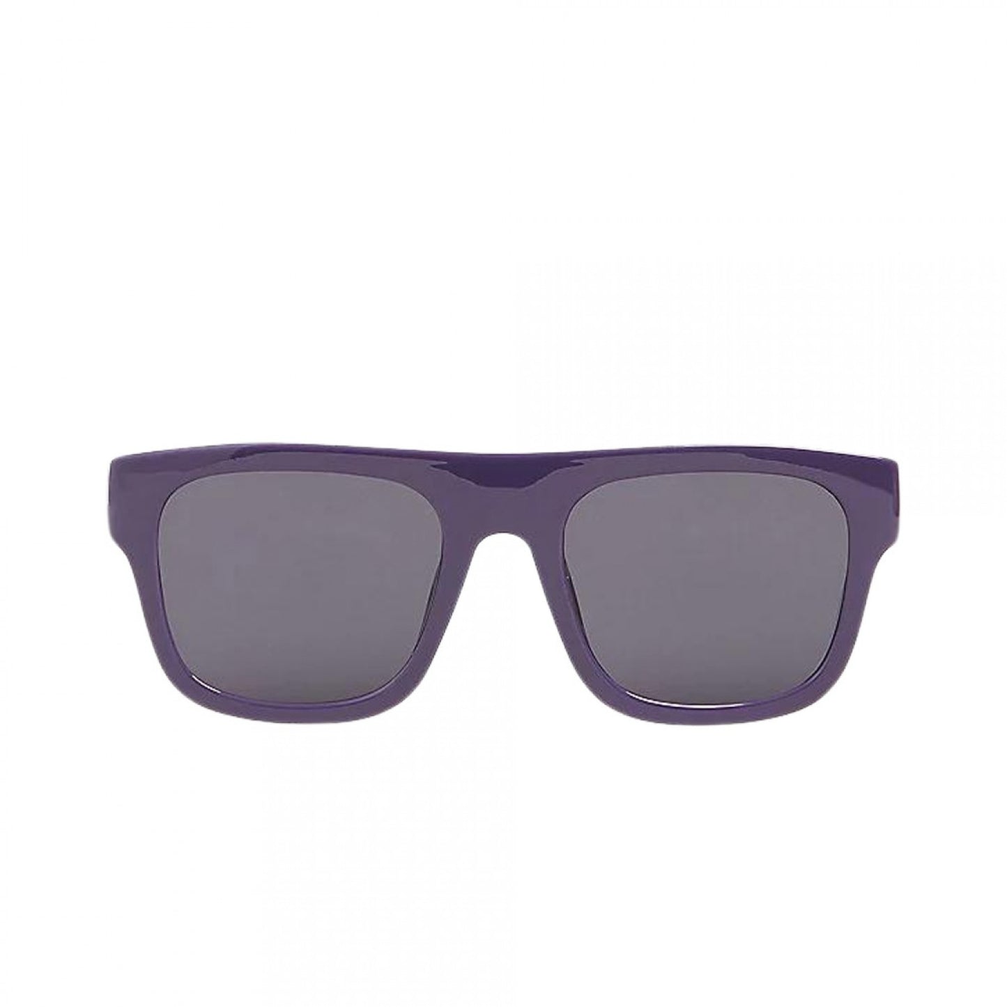 Lunette - Vans à monture carrée violette en polycarbonate avec verres gris foncé, vue de face.