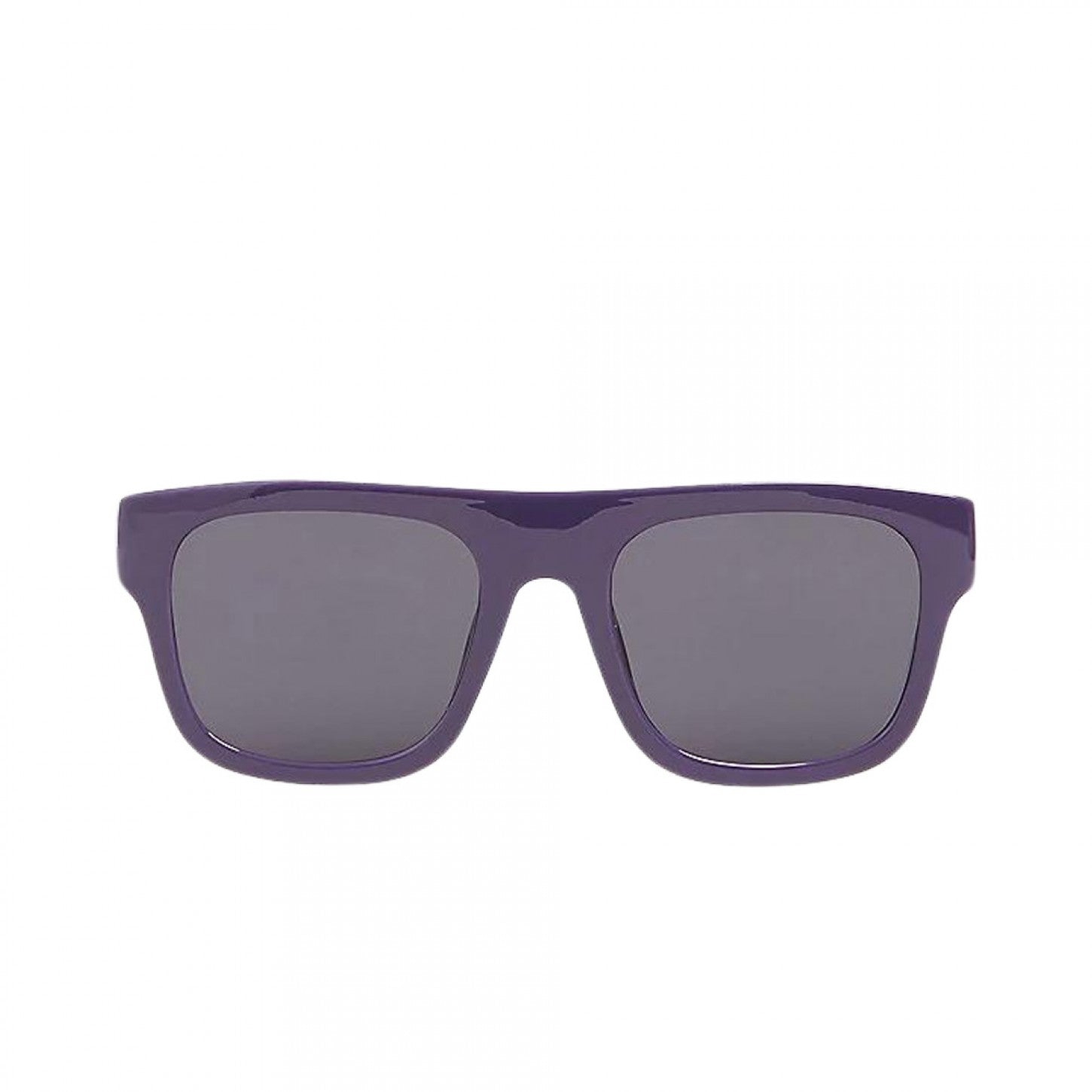 Lunette - Vans à monture carrée violette en polycarbonate avec verres gris foncé, vue de face.