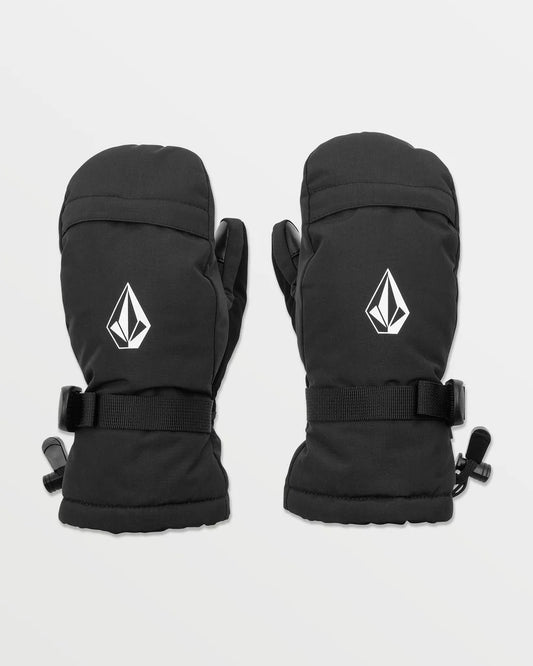 Mitaines d'hiver Day Saver - Volcom noires avec logo blanc, fermeture réglable, isolées, vue de dessus face avant