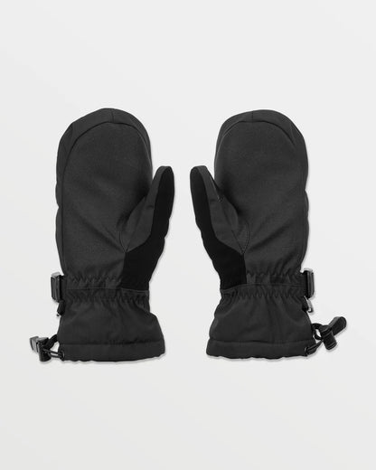 Mitaines d'hiver Day Saver - Volcom noires en polyester avec isolation, poignets élastiques, vue de dessus à plat
