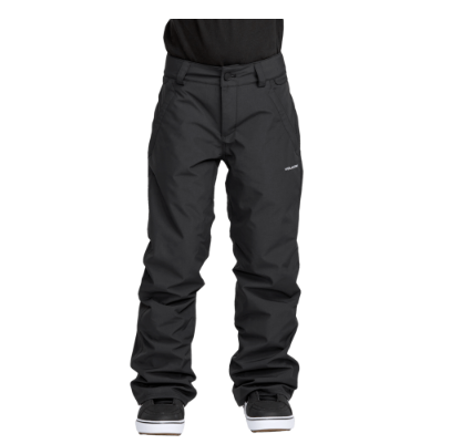 Pantalon de neige Freakin Chino - Volcom noir en tissu technique imperméable, pour enfant, vue de face porté