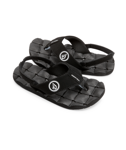 Sandales - Volcom noires en matériau synthétique avec semelle matelassée, pour garçon, vue en angle rapprochée