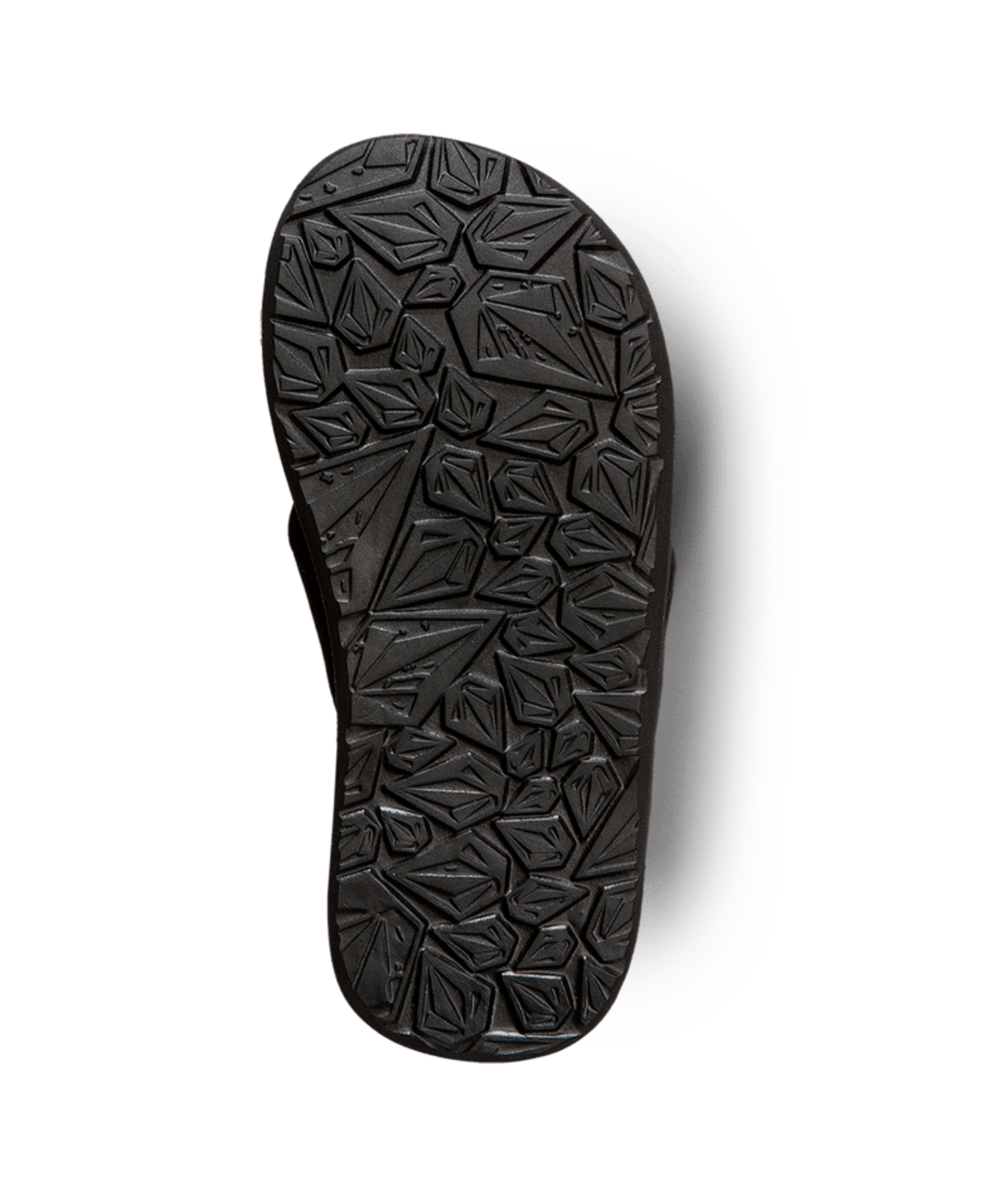 Sandales - Volcom semelle noire en caoutchouc avec motifs géométriques, vue dessous, pour garçon.