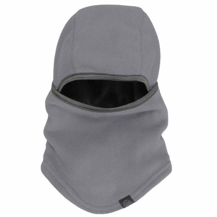 Cagoule - Calikids grise à ouverture faciale avec doublure noire visible vue de face pour enfant