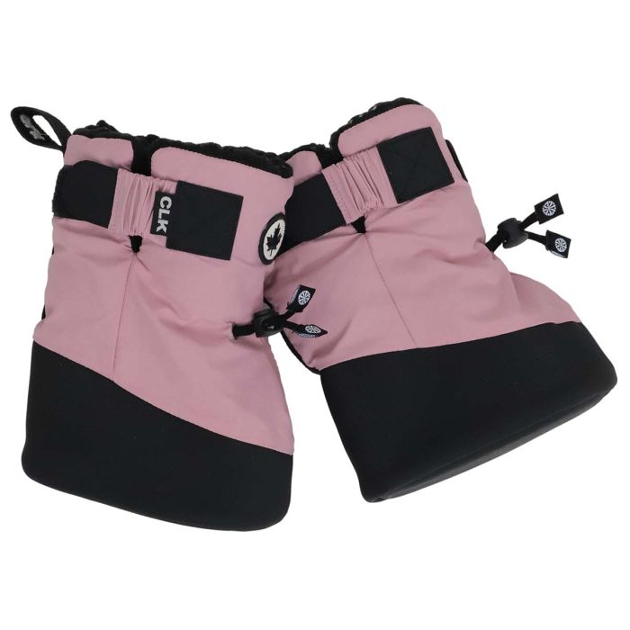 Bottes d'hiver - Calikids roses et noires pour enfant avec poignets ajustables et cordons de serrage vue de face