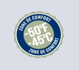 Étiquette ronde indiquant zone de confort thermique de -50°F à -45°C, pour Bottes d'hiver - Acton Rock.