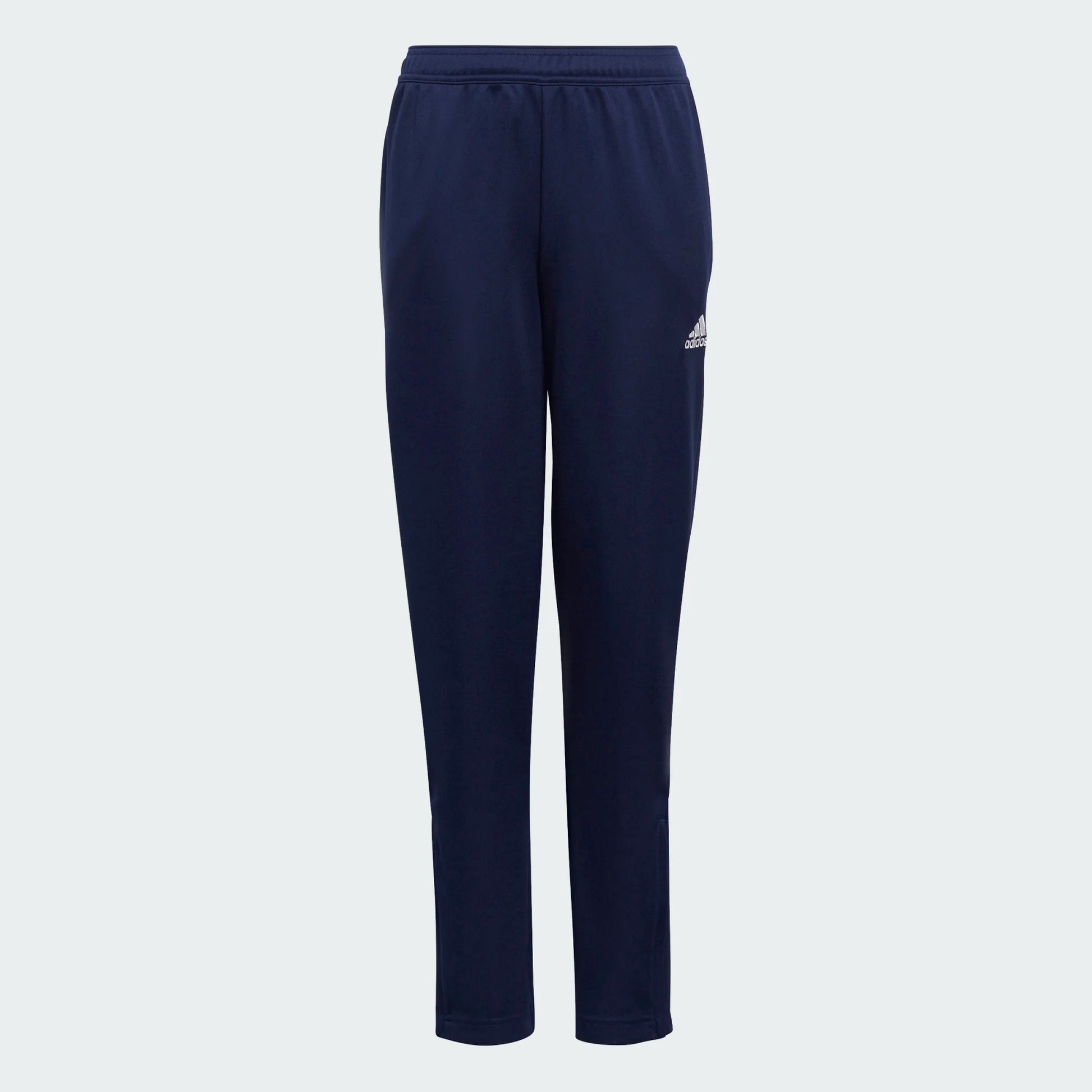 Pantalon - Adidas bleu marine en polyester pour garçon, coupe droite, taille élastique, vue de face isolée
