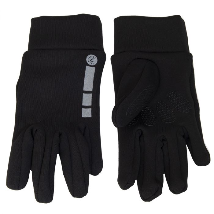 Gants Mi-Saison - Calikids noirs en tissu extensible, antidérapants, pour enfant, vue de face et dos.