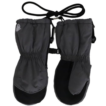 Mitaines d'hiver - Calikids gris foncé avec paume noire antidérapante, élastique poignet, vue de face, enfant